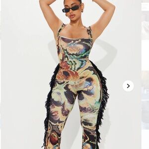 Stylish Multicolor Jumpsuit with Fringe Detail